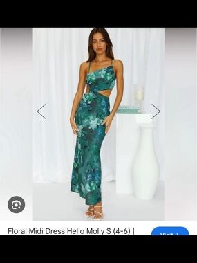 Hello Molly Teal & Emerald Floral Cutout Maxi Dress